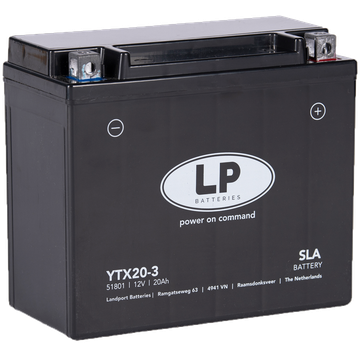 LP SLA Motorradbatterie YTX20HL-BS, 52014, 51801, 82000, CTX20L-BS 12V 18Ah