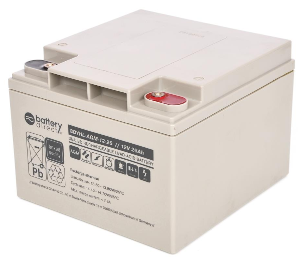 Battery-Direct 12V 26Ah Akku 175x166x125mm (M5)