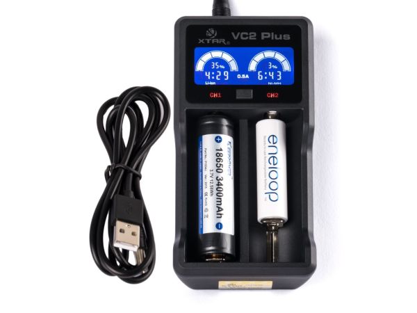 Xtar VC2S Ladegerät für 18650 Li-Ion, AA, AAA Ni-MH Akkus