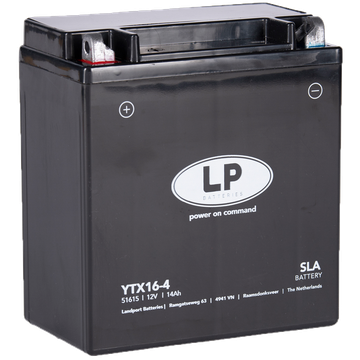 LP LTX16-4 SLA Motorradbatterie CB16B-A, DIN81600, GEL12-16-BS, YTX16 12V 14Ah
