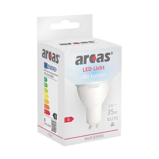 Arcas LED Spot Lampe GU10 entspricht 35W Glühlampe, 380 Lumen, Tageslicht 6500K