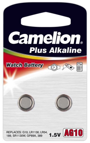 Camelion AG10 2er Packung ersetzt 389, LR54, LR1130 Batterien