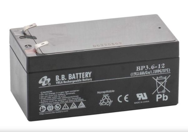 B.B. Battery BP3.6-12 12V AGM Bleiakku 3.6Ah Akku, Pol T2 Faston 250 (6,3 mm)