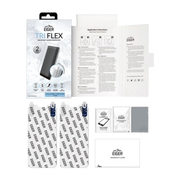 EIGER APPLE IPHONE 12/12 PRO DISPLAY-GLAS (2ER PACK) TRI FLEX HIGH-IMPACT CLEAR