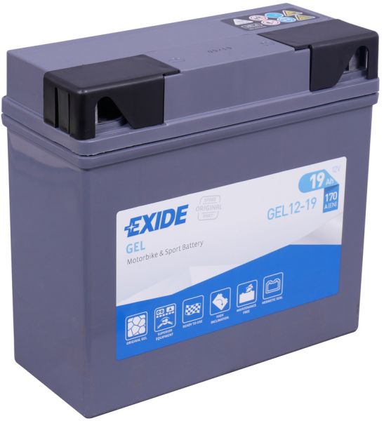 Exide GEL Motorradbatterie GEL12-19, G19 12V 19Ah