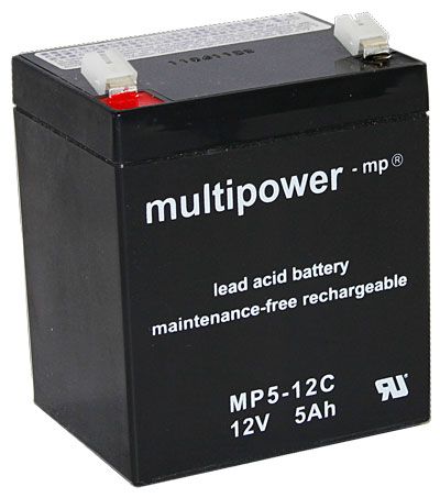 Multipower MP5-12C (MPC5-12) 12V 5Ah Bleiakku Zyklenfest, Faston 6,3mm