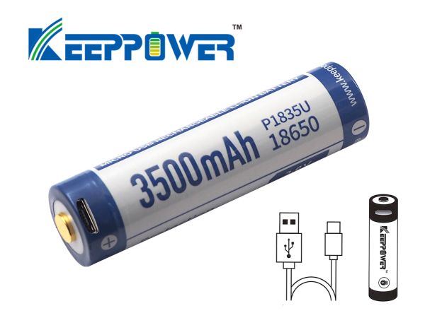 Keeppower 18650 3.7V 3500mAh Akku mit USB Ladefunktion