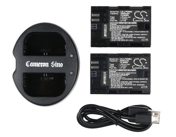 Dual Akkuladestation für Canon LP-E6 mit 2 Akkus