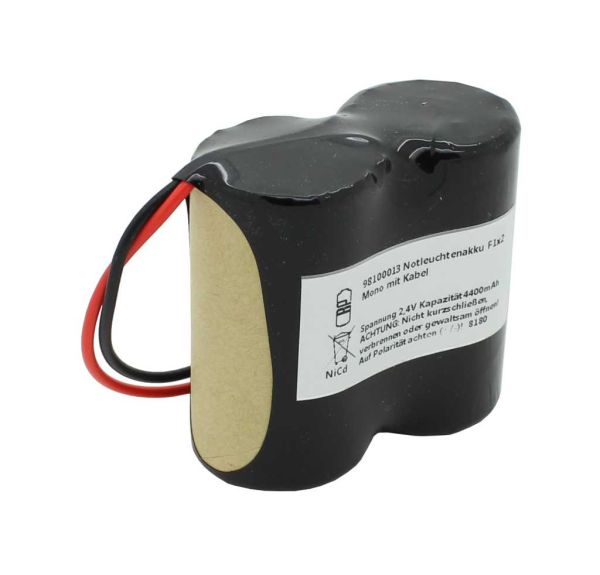 Notleuchtenakku 2.4V 4500mAh, Ni-MH, F1x2 Mono D, 200mm Kabel einseitig,2DH4-0L3