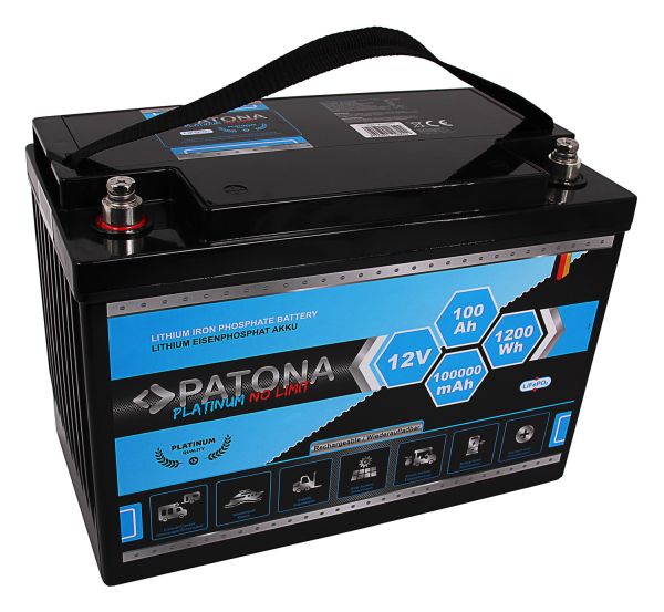 PATONA Platinum LiFePO4 Akku 12V 100Ah 1200Wh 330x168x235mm