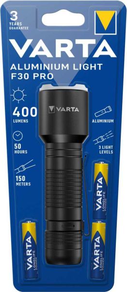 Varta Aluminium Light F30 Pro Taschenlampe inkl. 3x AAA-Batterien