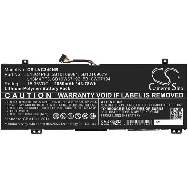Akku ersetzt Lenovo L18C4PF3, L18C4PF4, L18M4PF3, L18M4PF4, 5B10T09081 2850mAh