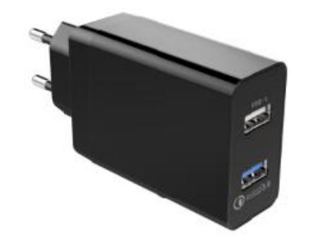 Qualcomm QC3.0 2 Port USB Schnellladegerät 2.4A Schwarz