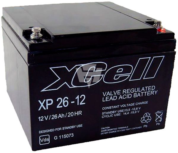 XCell XP26-12, 12V 26Ah Bleiakku 176 x 166 x 127mm