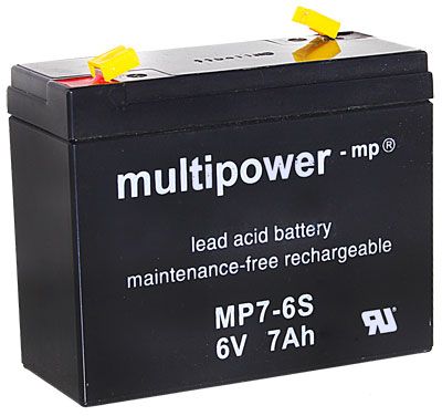 Multipower MP7-6S Bleiakku, 6V 7 Ah Faston 4,8mm