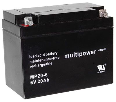 Multipower MP20-6 Bleiakku, 6V 20Ah M6 Schraubansc