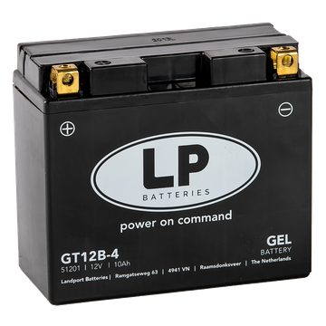 LP LT12B-4 GEL-Motorradbatterie ersetzt DIN51001, 51015, 51299, F12-12B 12V 10Ah