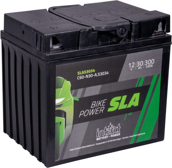 Intact SLA53034 SLA-Motorradbatterie ersetzt C60-N30-A, Y60-N30-A 12V 30Ah