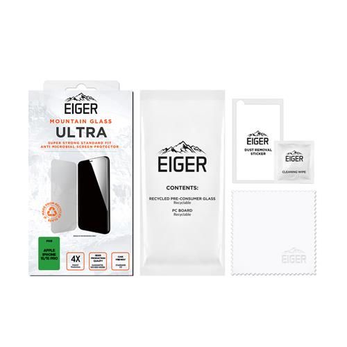 iPhone 15/15 Pro, Eiger Mountain Ultra 2.5D, antimikrobielles Schutzglas