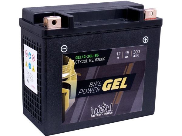 Intact GEL12-20L-BS GEL-Motorradbatterie ersetzt 65989-97A, DIN 52014 12V 18Ah