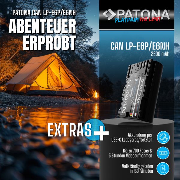 Akku ersetzt Canon LP-E6P, LP-E6NH, LP-E6N, LP-E6, 2600mAh mit USB-C Input