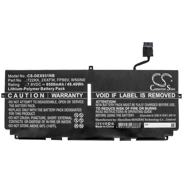Akku passend für Dell XPS 13 9300, XPS 13 9310, XPS 13 9380 6500mAh