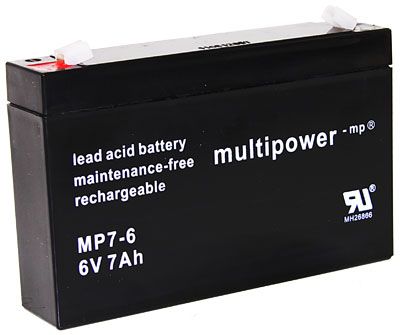 Multipower MP7-6 6V 7Ah Bleiakku, Faston 4,8mm Stecker