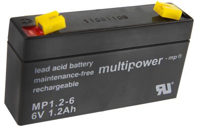 Multipower MP1.2-6 Bleiakku, 6V 1.2Ah Faston 4.8mm ersetzt LC-R061R3P, NP1.2-6