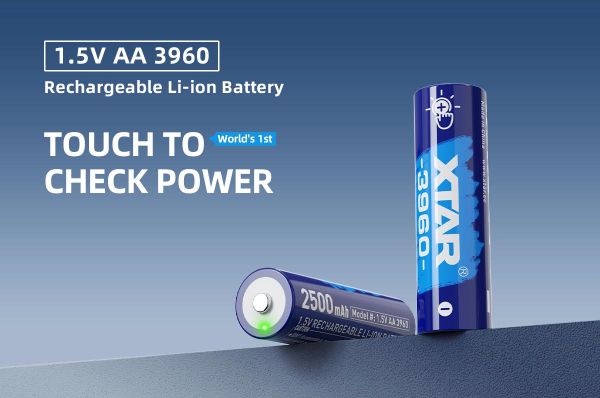 4er Pack Xtar AA 1.5V 3960mWh (2500mAh) Li-Ion, Akkustandsanzeige + Leer-Anzeige