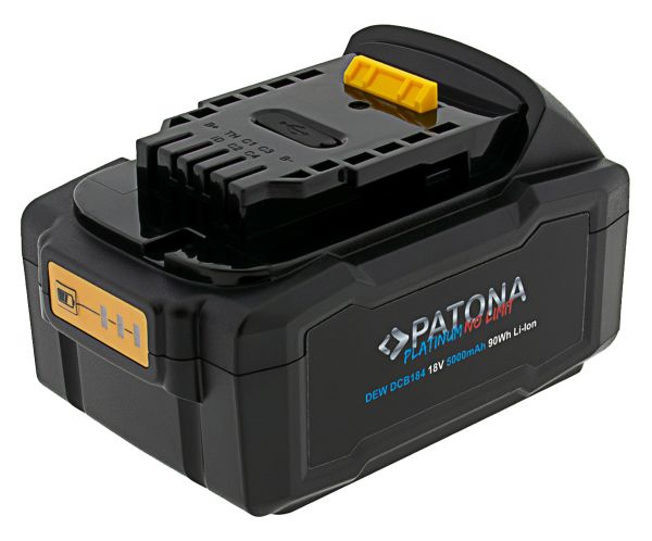 Akku ersetzt Dewalt DCB180, DCB184 18V 5Ah mit USB-C PD65W In- und Output
