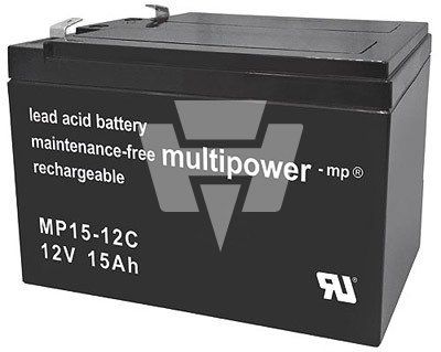 Multipower MPC15-12 (MP15-12C) Bleiakku Zyklenfest, 12V 15Ah Faston 6.3mm