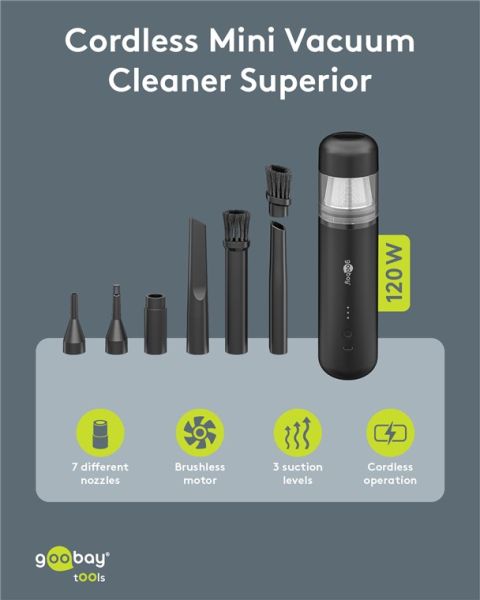 Mini-Staubsauger Superior mit Akku, schwarz