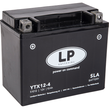 LP YTX12-4 SLA Motorradbatterie ersetzt CTX12-BS, FTX12-BS, GTX12-BS, M6014 12Ah