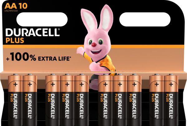 Duracell Plus AA, MN1500, LR6, Mignon 10er Packung