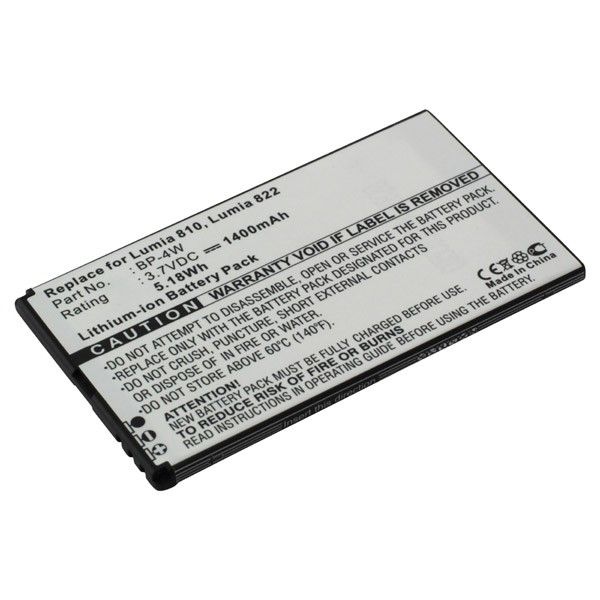 Akku ersetzt Nokia BP-4W, BP4W passend zu Lumia 810, 822 1400mAh