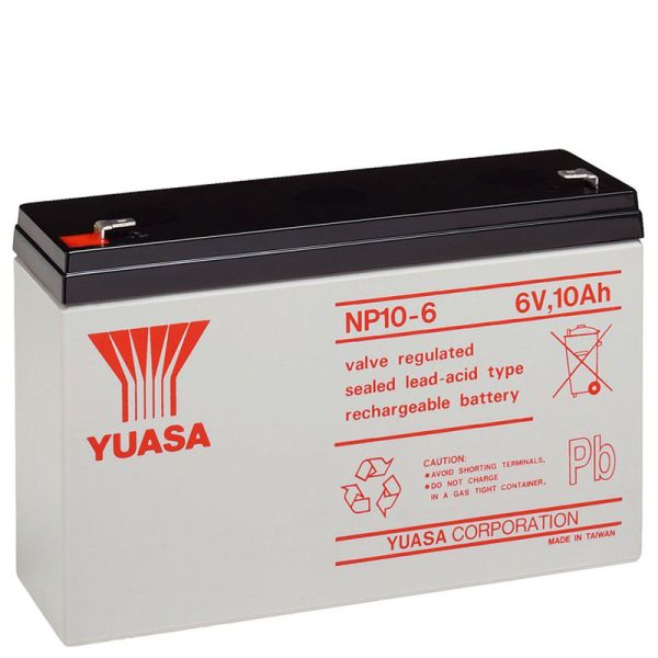 Yuasa NP10-6, 6V 10Ah Blei-Akku, 4.8mm Faston