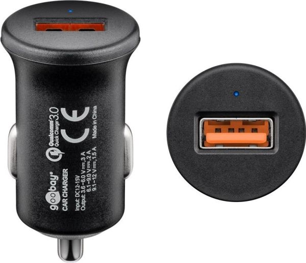 KFZ Lade-Adapter 12V zu USB Schwarz QC3.0