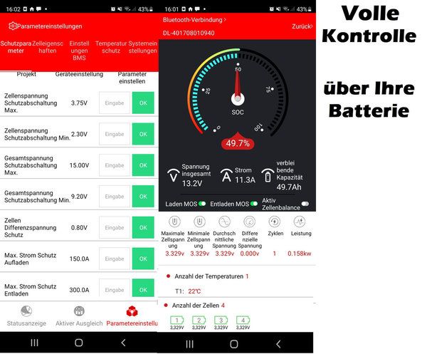 EREMIT 12V 100Ah LiFePo4 Akku mit Heizung, Display, Bluetooth