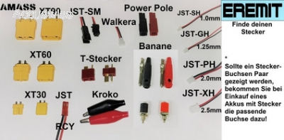 Eremit Akku 903040, 093040 3.7V 1000mAh Li-Polymer JST-SH 1.00mm Stecker