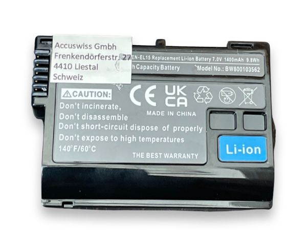 Akku ersetzt Nikon EN-EL15, VFB10702, EN-EL15A, EN-EL15B, EN-EL15C 1400mAh