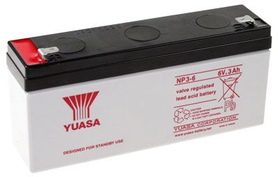 Yuasa NP3-6, 6V 3Ah Blei-Akku, Faston 4,8mm