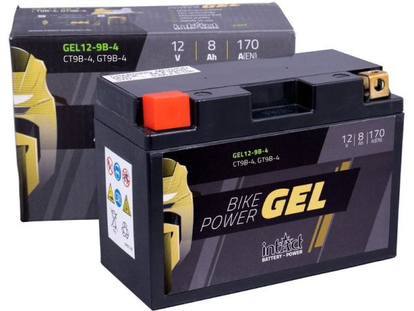 Intact GEL12-9B-4 GEL-Motorradbatterie ersetzt YT9B-BS, 0092M60130 12V 8Ah