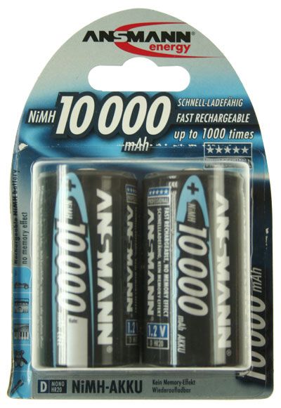Ansmann Professional D, LR20, Mono, 1.2V 10000mAh Ni-MH 2er Pack