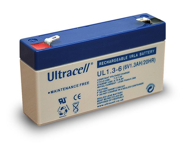 Ultracell UL1.3-6 6V 1.3Ah Bleiakku Faston 4.8mm