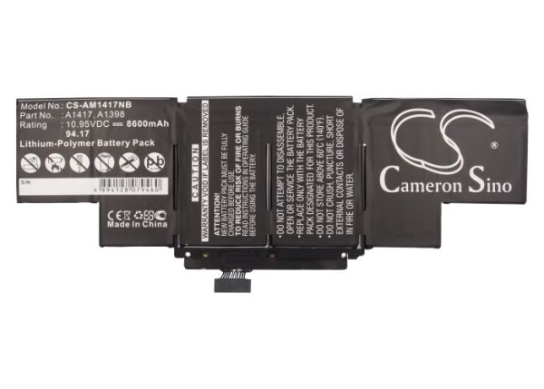 Akku ersetzt Apple A1398, A1417 passend für MacBook Pro 15" MC975LL/A 8460mAh