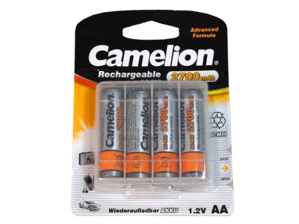 Camelion AA, HR6, 1.2V 2700mAh Ni-MH Akkus 4er Pack mit Aufbewahrungsbox