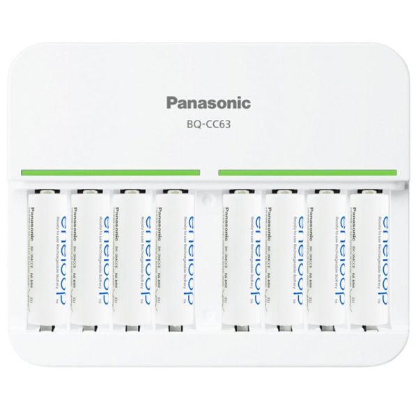 Panasonic Ladegerät BQ-CC63 8fach inkl. 8 Eneloope AA Akkus