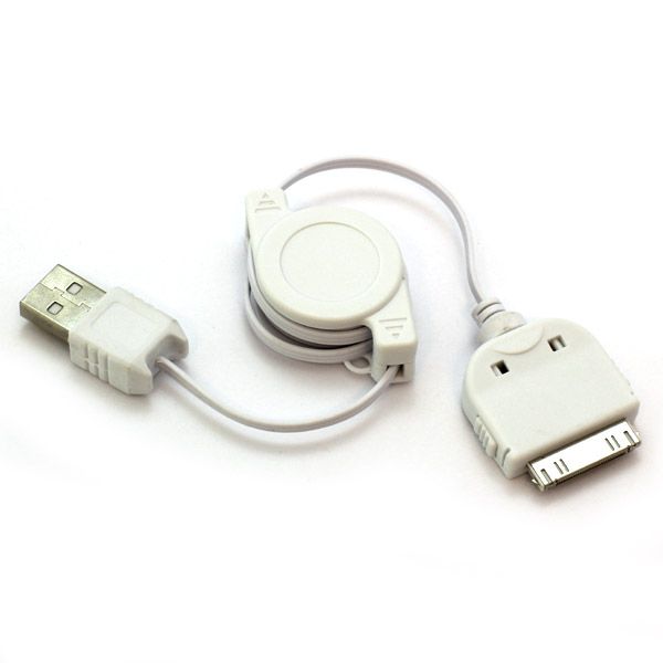 USB Roll-Ladekabel für Apple iPhone 4 / 4s Weiss
