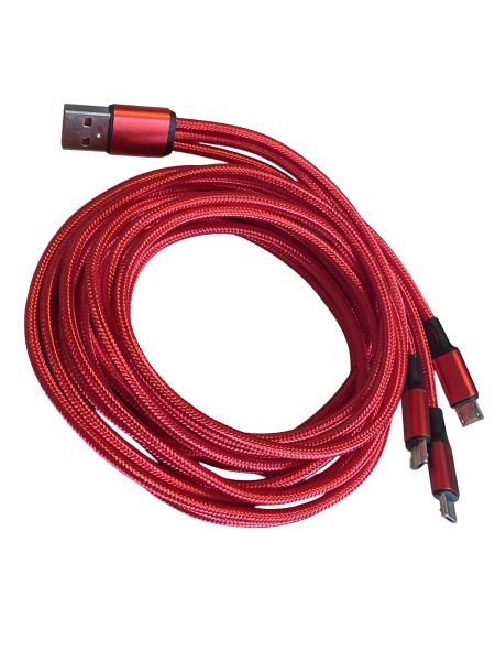 3in1 USB-A Splitterkabel auf 3 x Micro USB, rot