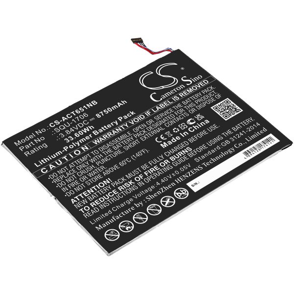 Akku ersetzt Acer KT.00201.004, SQU-1706 passend für Chromebook Tab 10, D651N